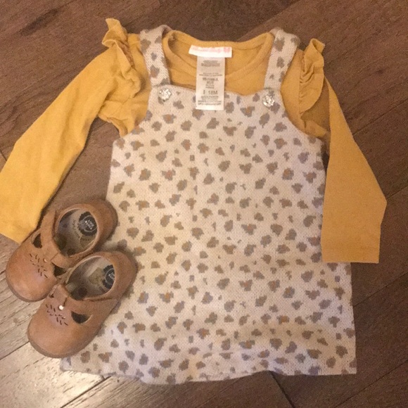 Bonnie Baby Other - Bonnie Baby Yellow Top and Leopard Dress